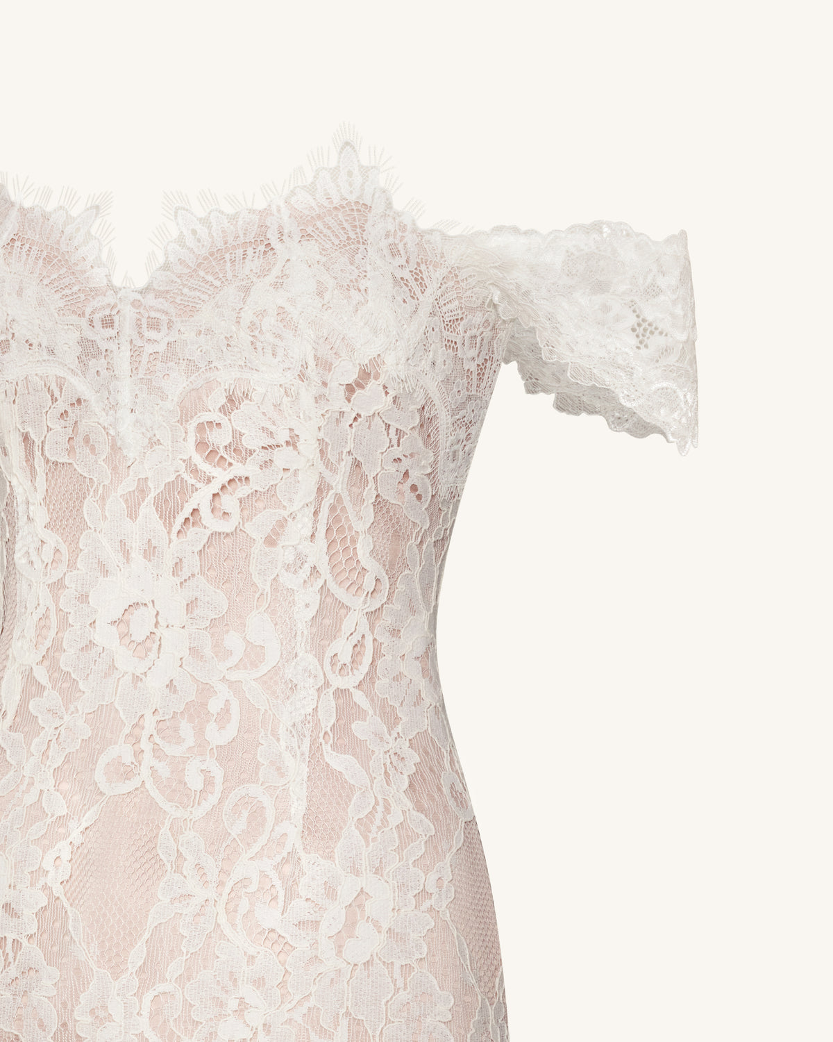 Off Shoulder Lace Mini Dress - White - view 5