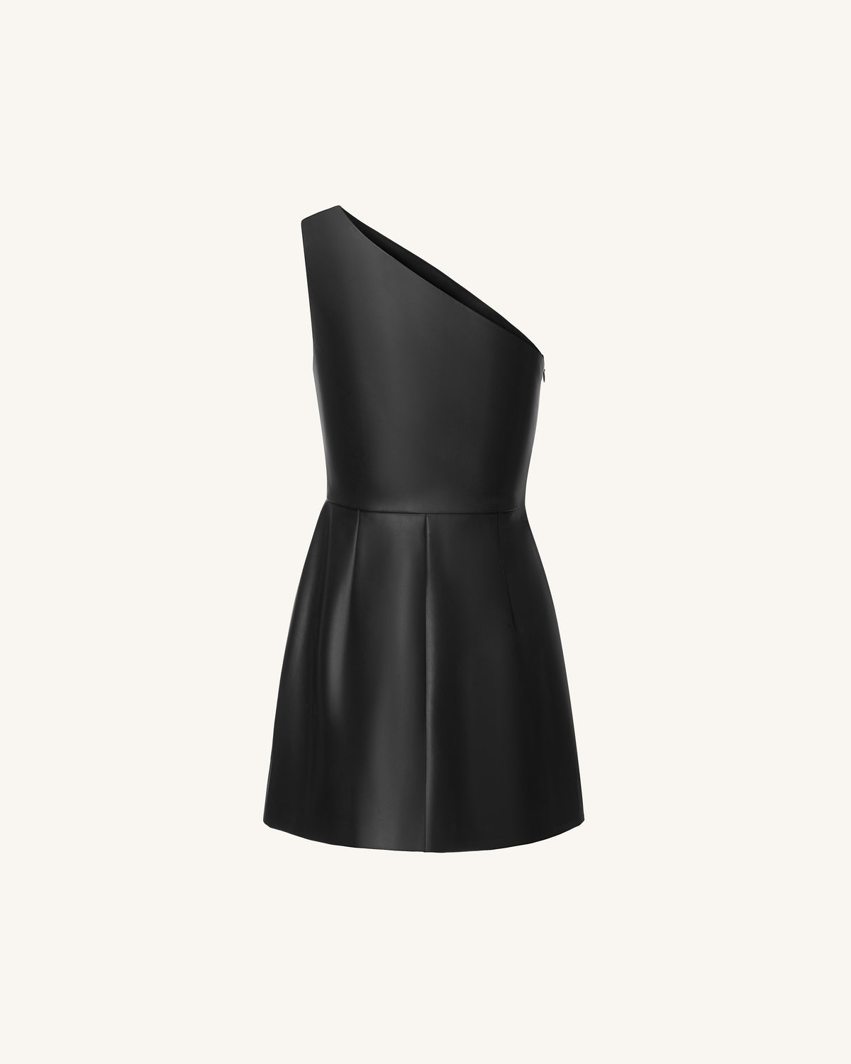 Iris Floral-Print One-Shoulder Leather Mini Dress - Black - view 3