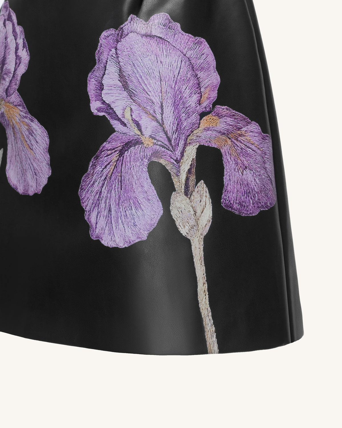 Iris Floral-Print One-Shoulder Leather Mini Dress - Black - view 4
