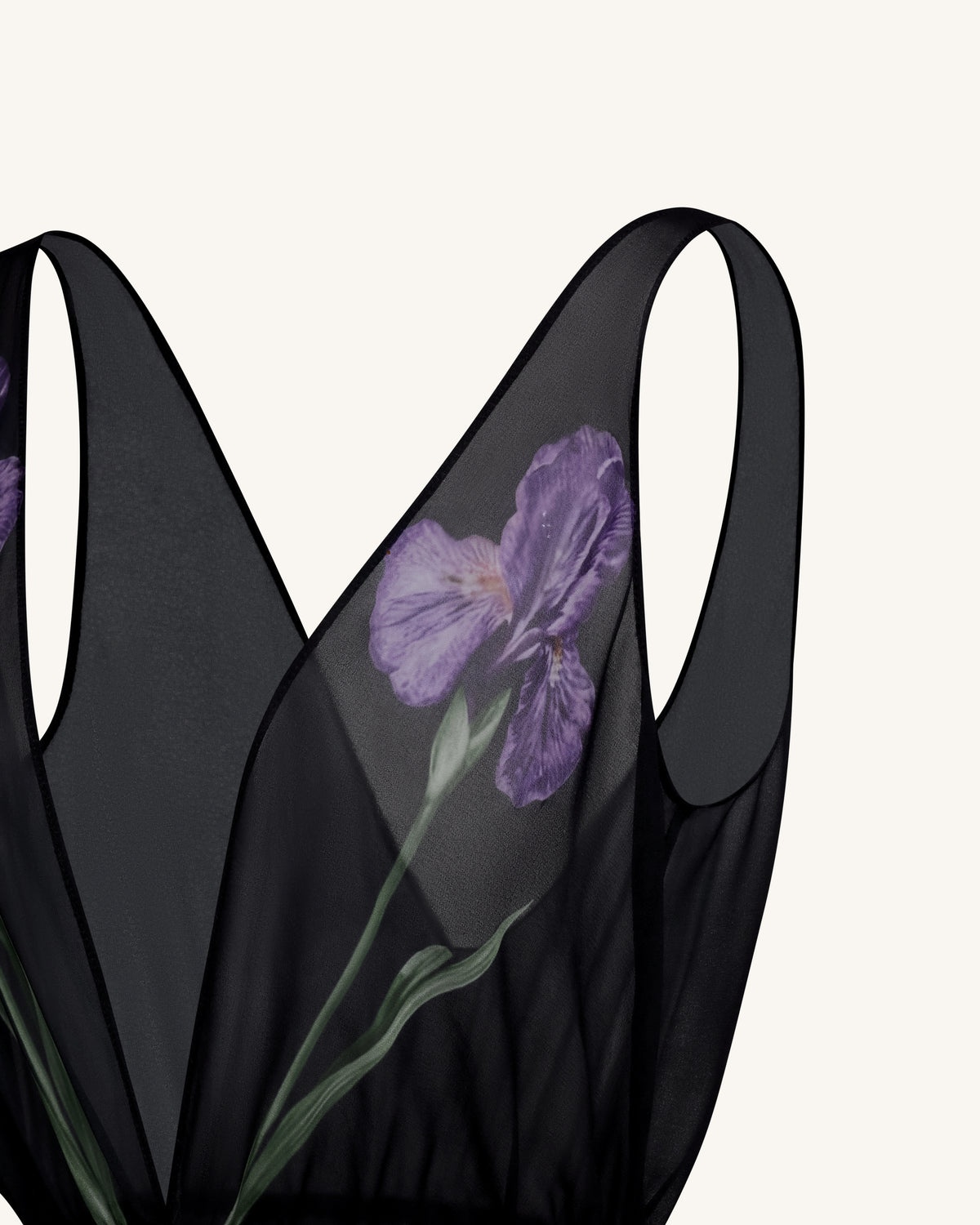 Sheer Floral Print Maxi Dress - Black - view 5