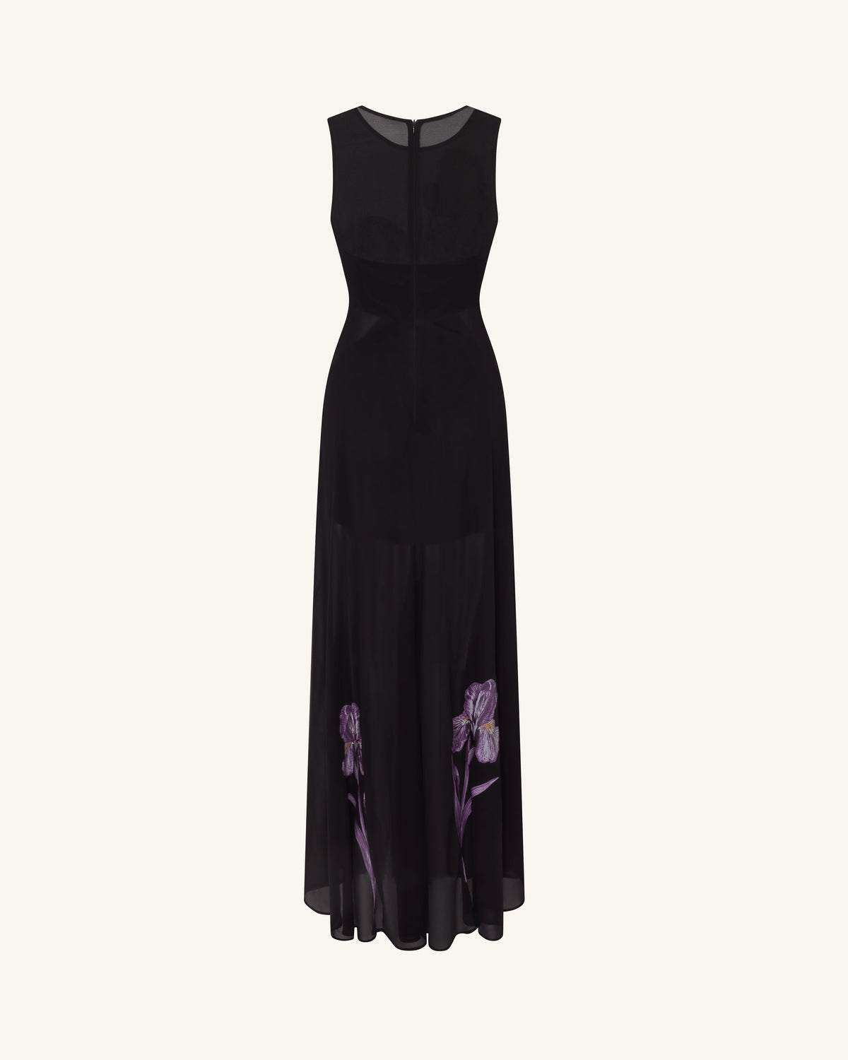 Sheer Floral Print Paneled Maxi Dress - Black - view 4