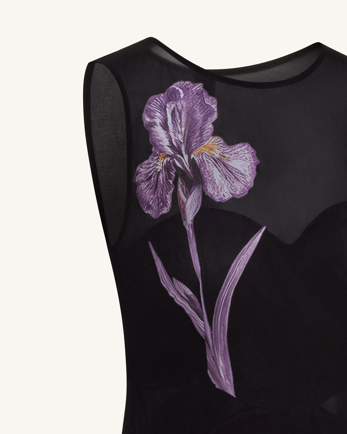Sheer Floral Print Paneled Maxi Dress - Black - view 5