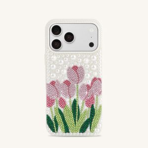 Tulip Faux Pearl Phone Case - White - view 1