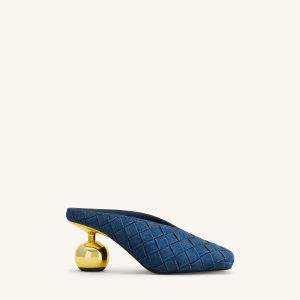 Ellie Woven Square-Toe Mule Heels - Denim Blue - view 1