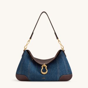Jayla Metal Pendant Embellished Shoulder Bag - Blue Denim - view 1