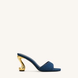 Hannah Denim Mule Heels - Denim Blue - view 1