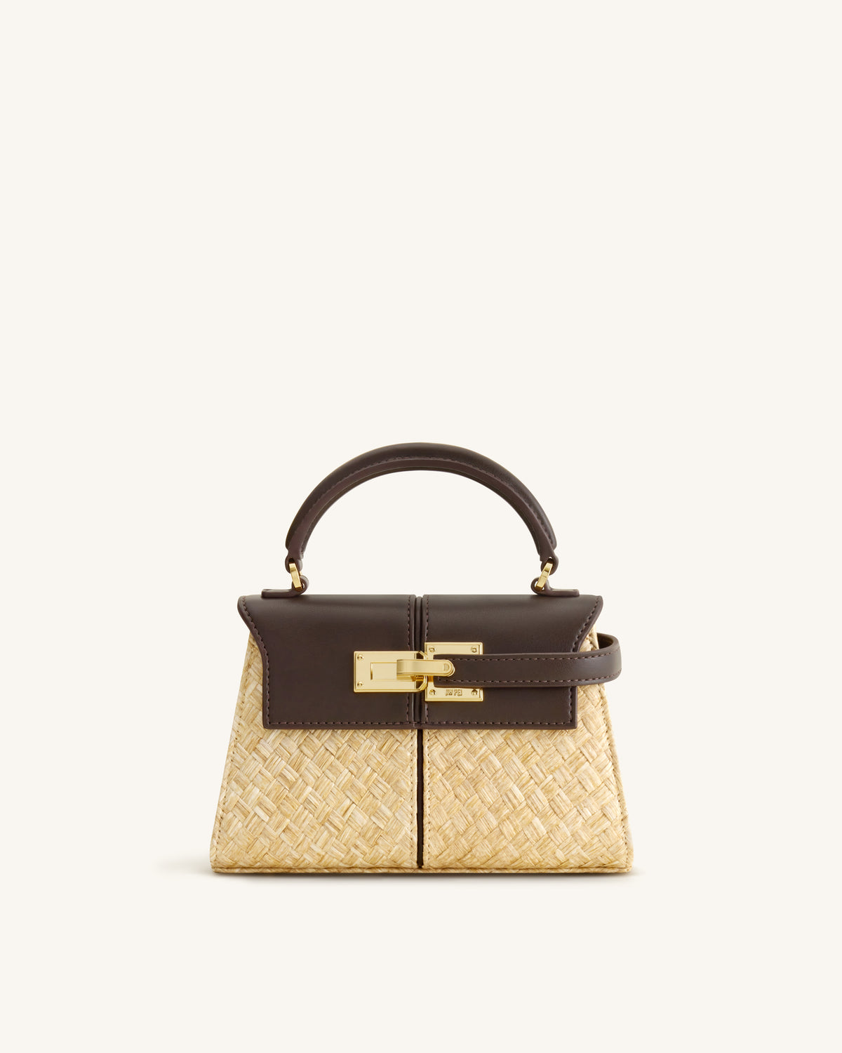 Elise Faux Straw Handbag - Brown - view 1
