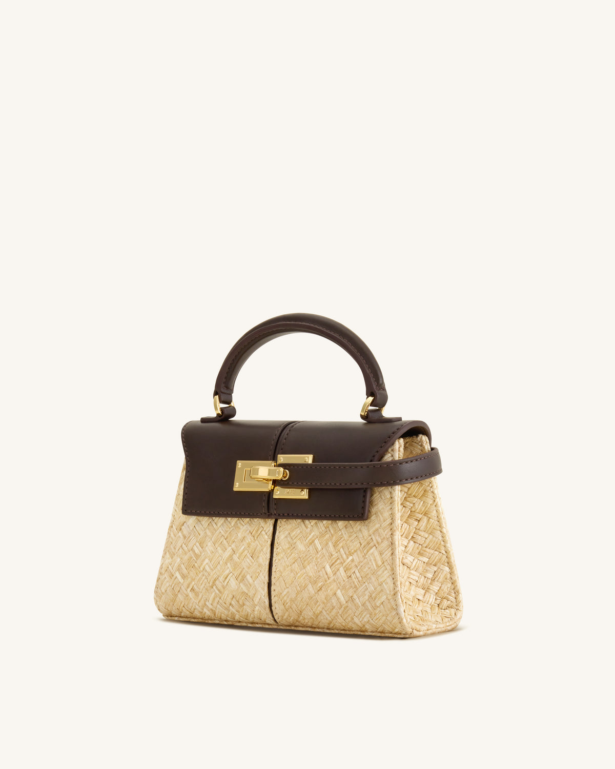 Elise Faux Straw Handbag - Brown - view 2