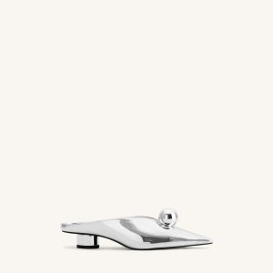 Helena Sphere Embellished Pointed Toe Mules - Silver - view 1