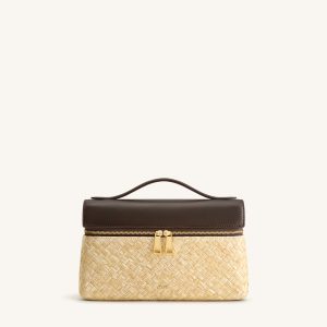 Thea Faux Straw Top Handle Bag - Brown - view 1