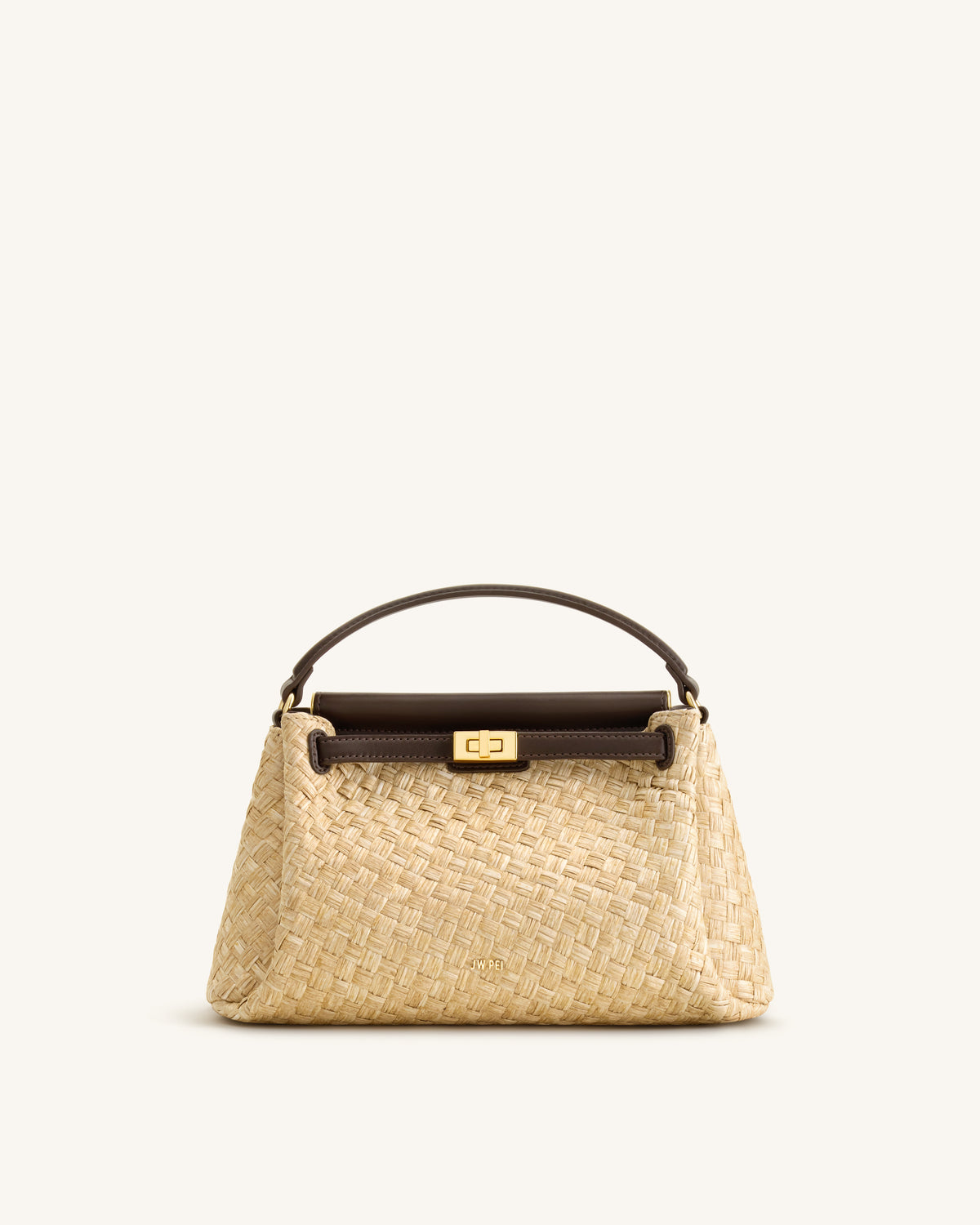 Carmen Faux Straw Top Handle Bag - Brown - view 1