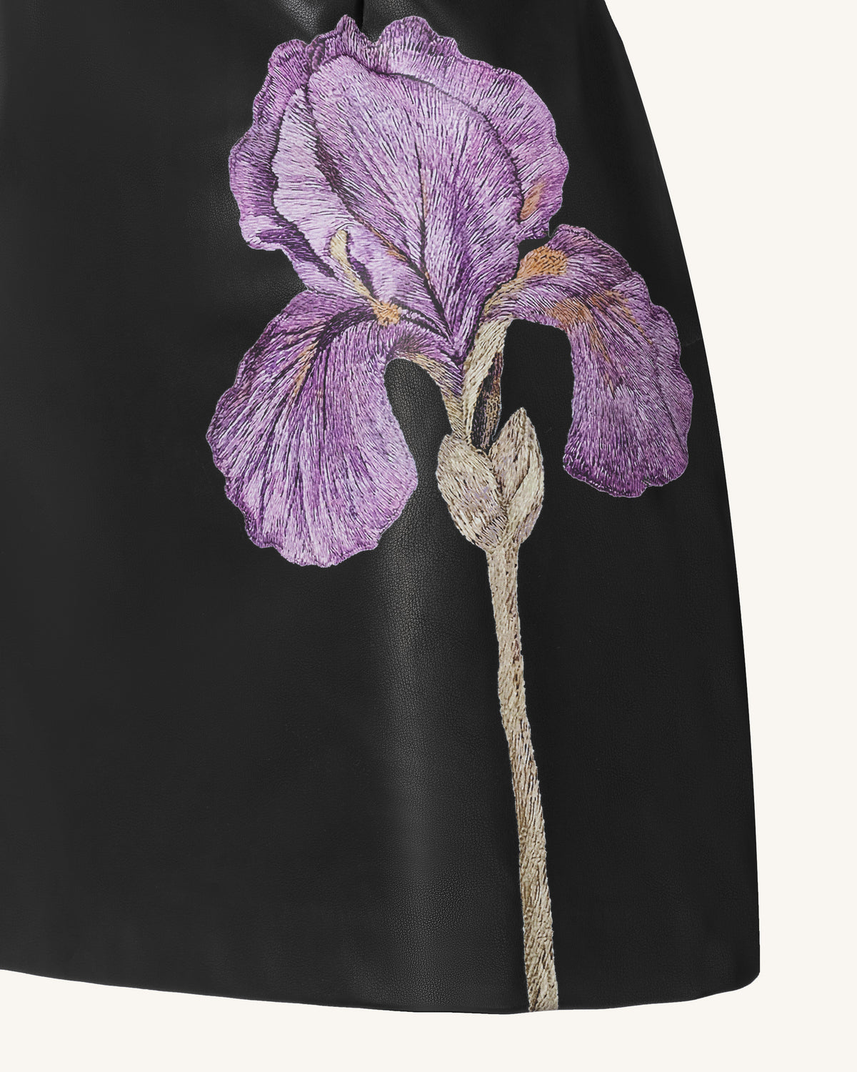 Iris Floral Cutout Bodycon Leather Mini Dress - Black - view 4
