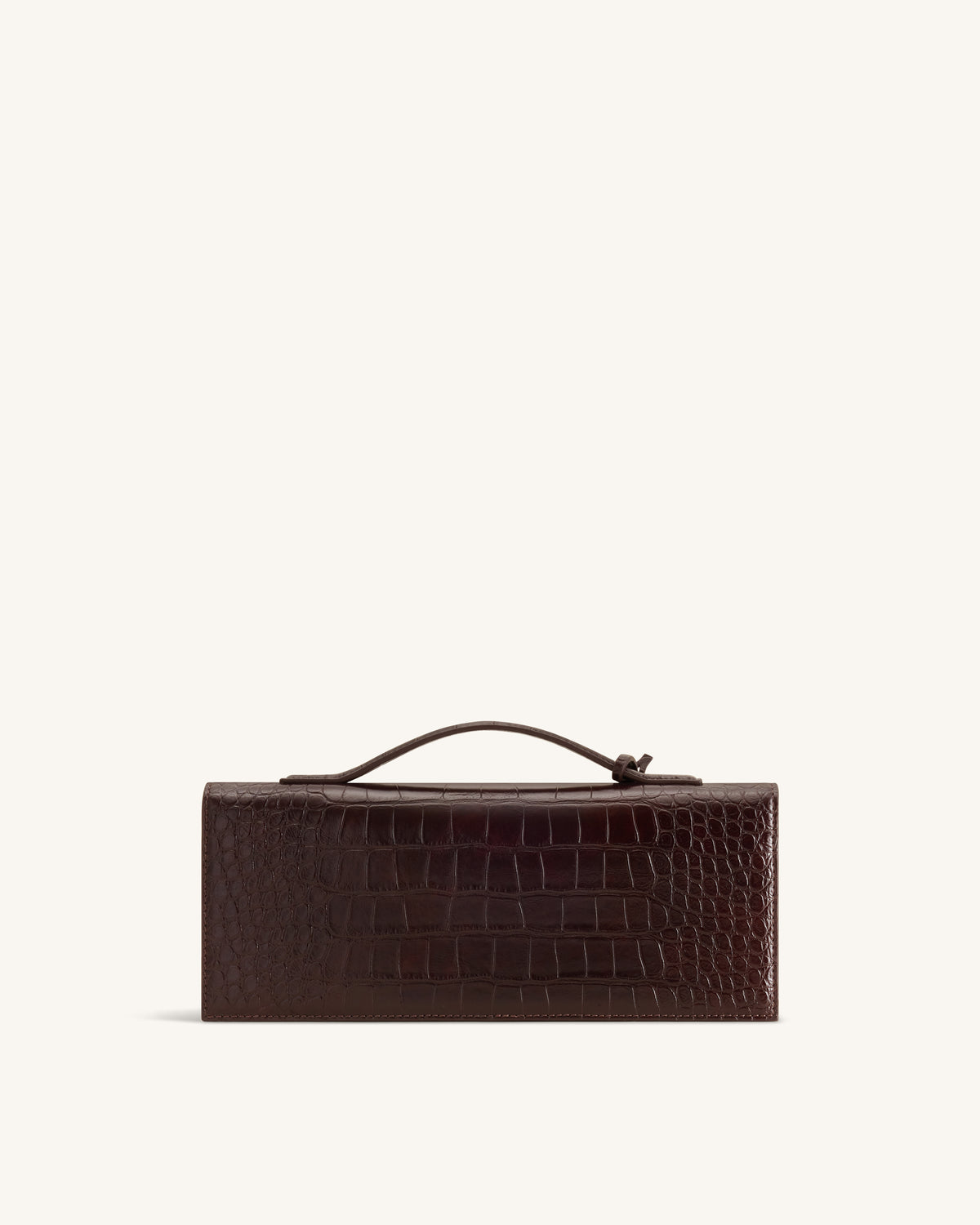 Celeste Envelope Top Handle Bag - Dark Brown Croc - view 3