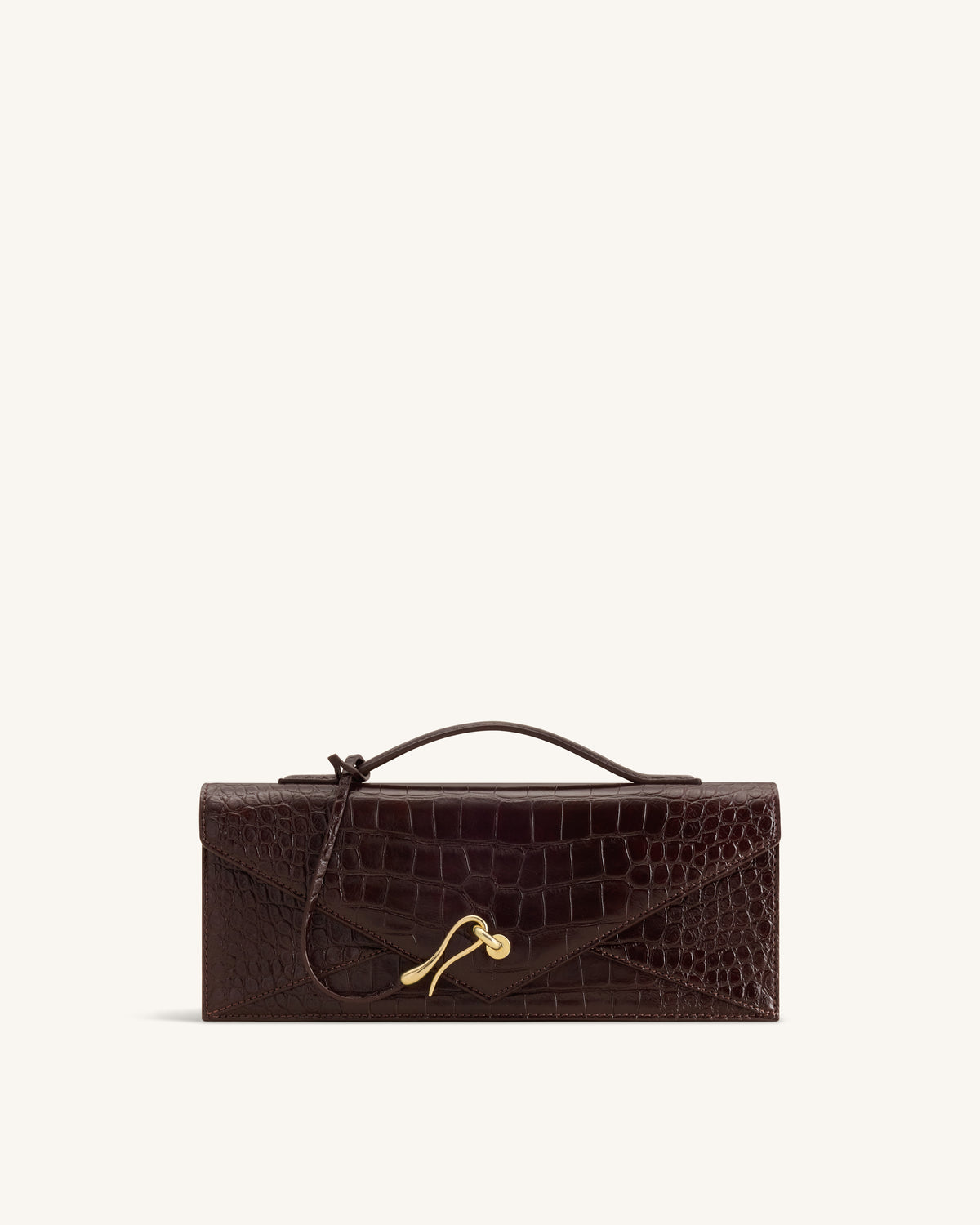 Celeste Envelope Top Handle Bag - Dark Brown Croc - view 1