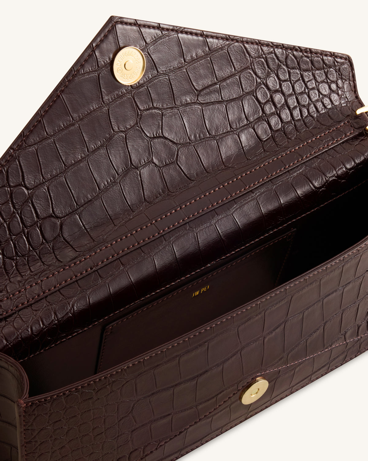 Celeste Envelope Top Handle Bag - Dark Brown Croc - view 4