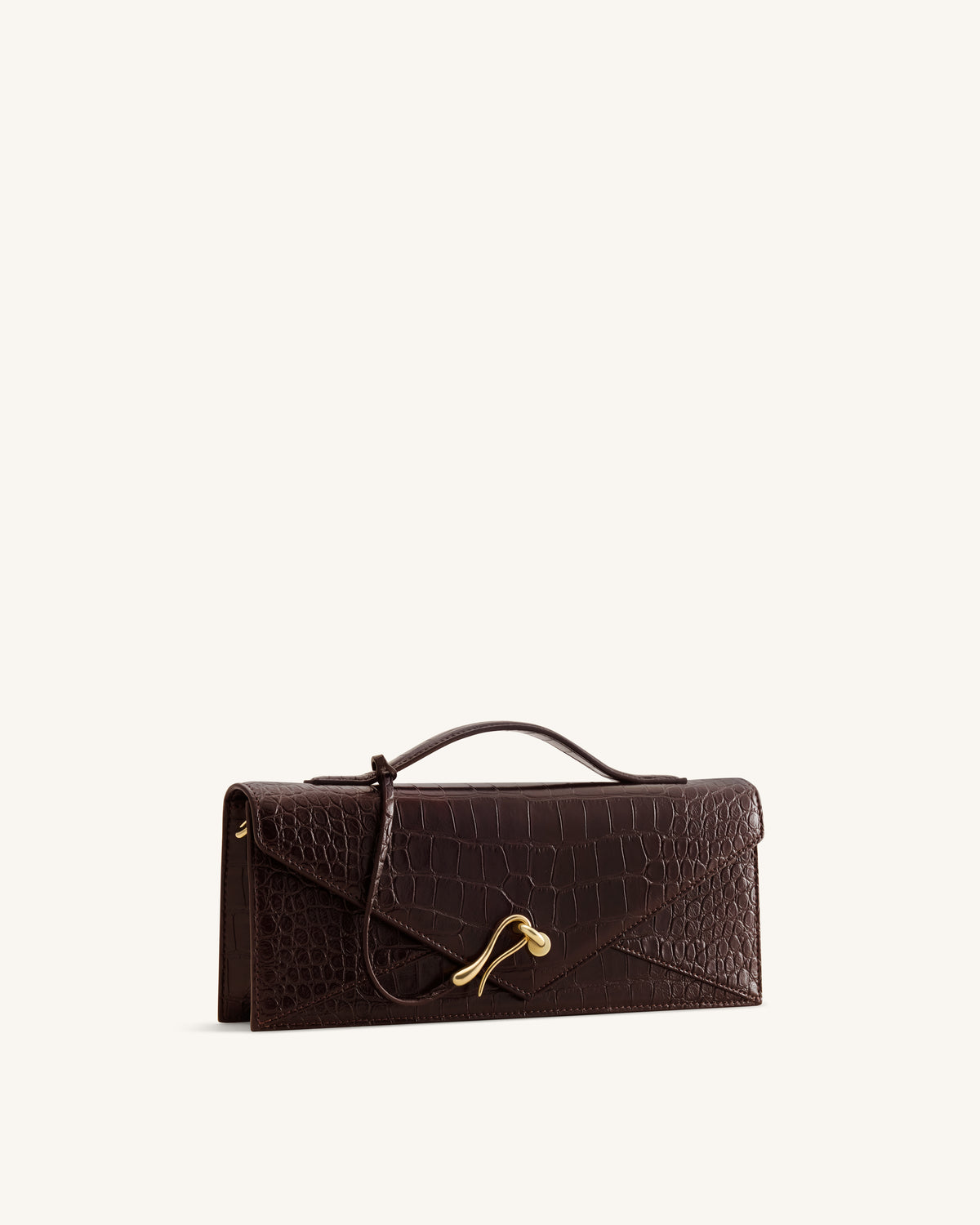 Celeste Envelope Top Handle Bag - Dark Brown Croc - view 2