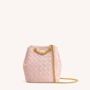 Yara Faux Suede Hand-Woven Bucket Bag - Pink - view 1
