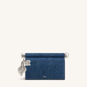 Holly Metal Pendant Embellished Clutch - Blue Denim - view 1