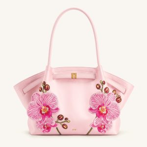 Hana Large Orchid Embroidered Tote Bag - Pink - view 1