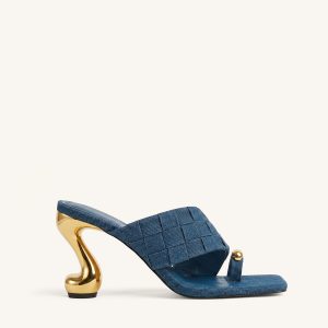 Noemi Square-Toe Woven Hardware Mules - Denim Blue - view 1