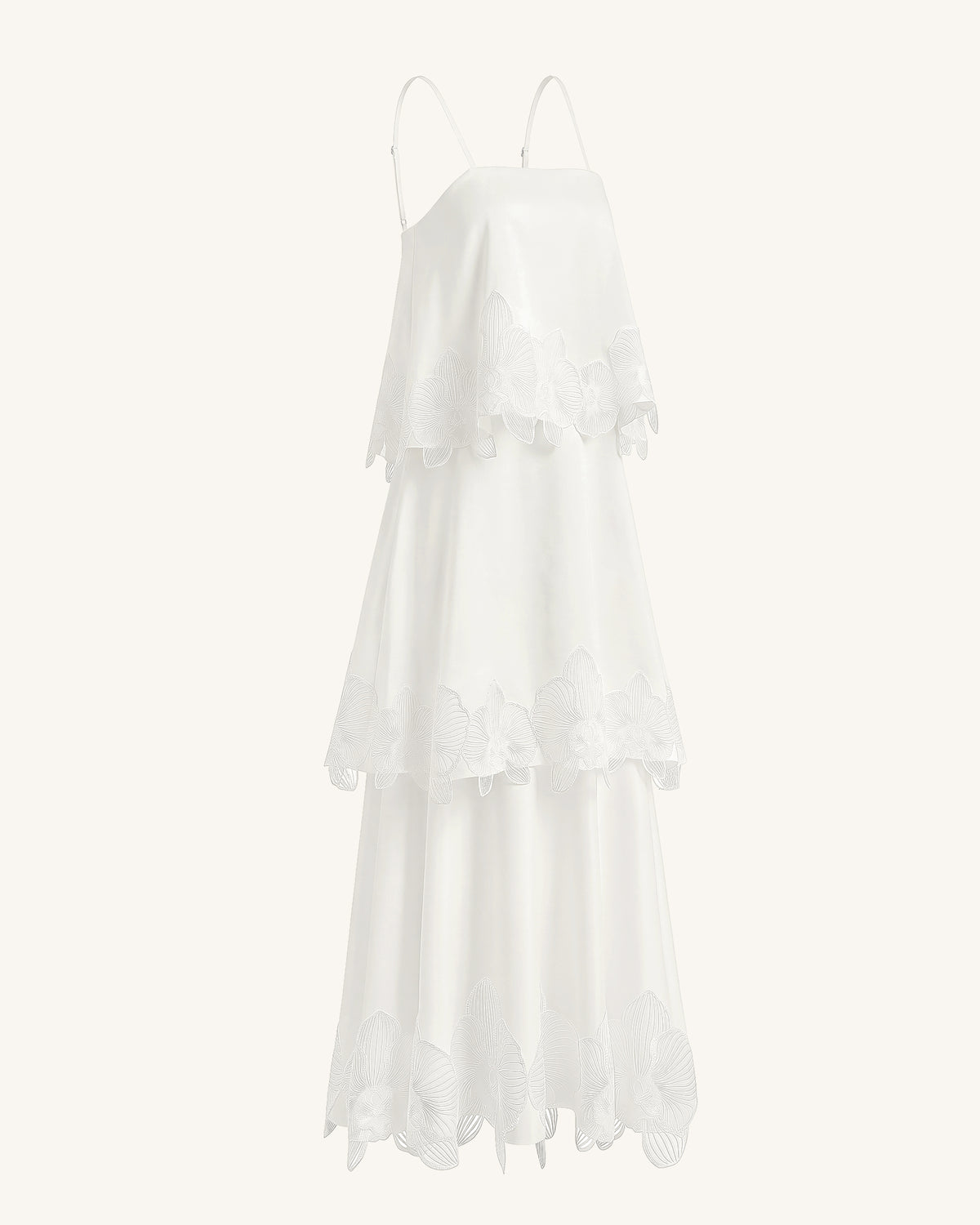 Orchid Embroidered Tiered Maxi Dress - White - view 3
