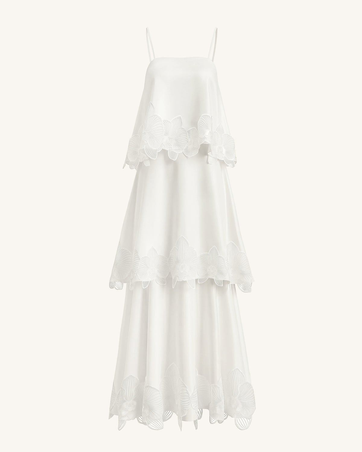 Orchid Embroidered Tiered Maxi Dress - White - view 2