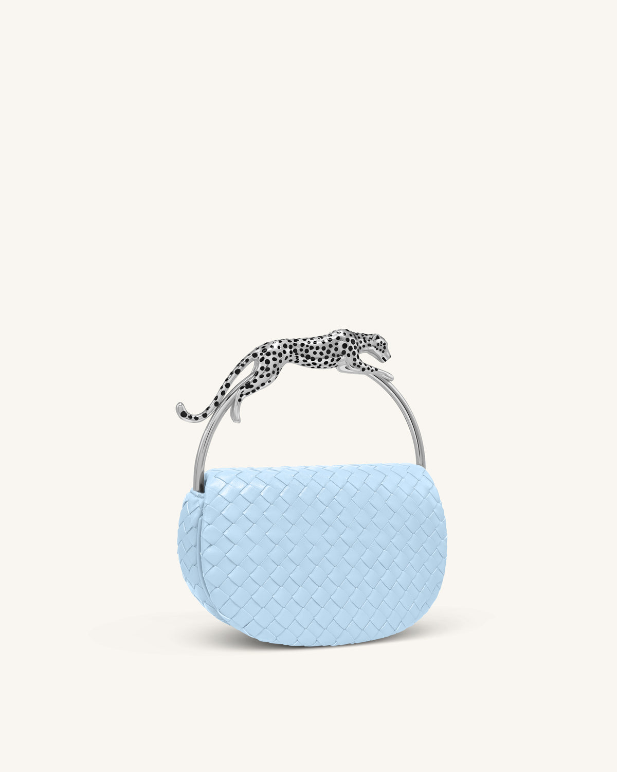 Ione Woven Leopard Shaped Top Handle Bag - Light Blue - view 2