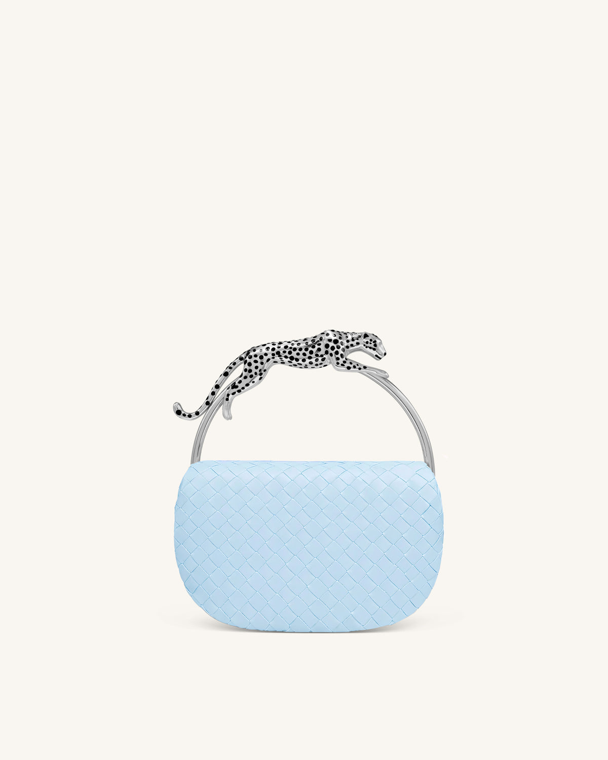 Ione Woven Leopard Shaped Top Handle Bag - Light Blue - view 1