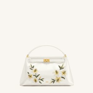 Carmen Lily Embroidery Top Handle Bag - Ivory White - view 1