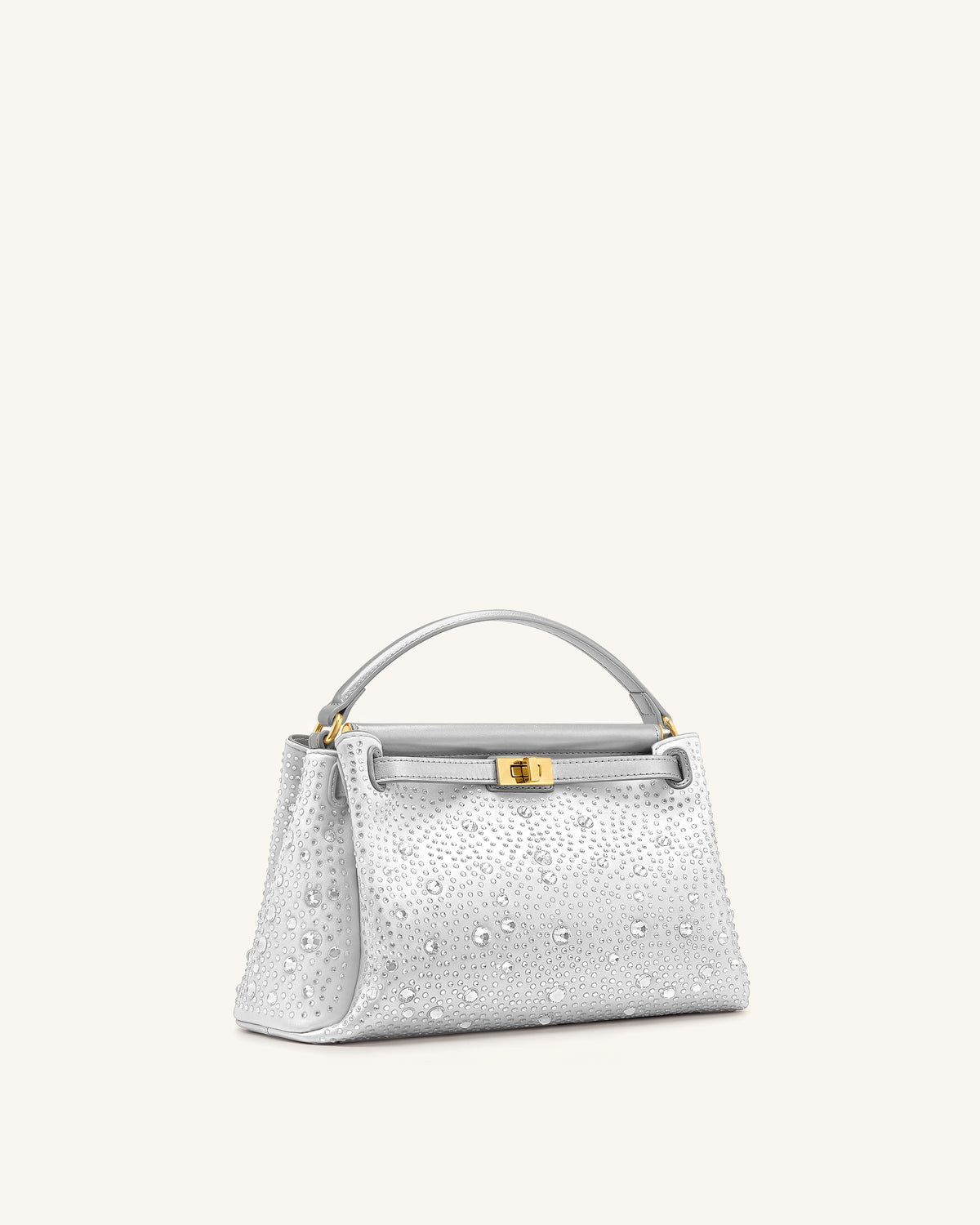 Carmen Artificial Crystal Top Handle Bag - Light Gray - view 2