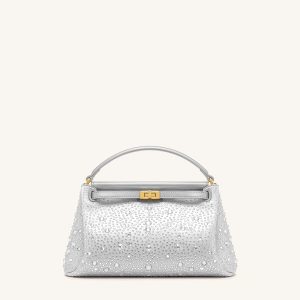 Carmen Artificial Crystal Top Handle Bag - Light Gray - view 1
