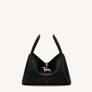 Maelle Dachshund Charm Double Handle Bag - Black - view 1
