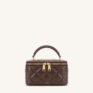 Vivienne Quilted Vanity Top Handle Bag - Dark Coffee Brown - view 1