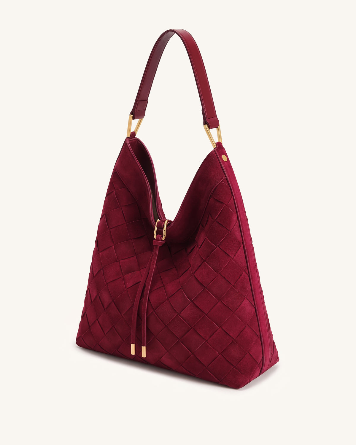 Aria Faux Suede Woven Shoulder Bag - Burgundy - view 2
