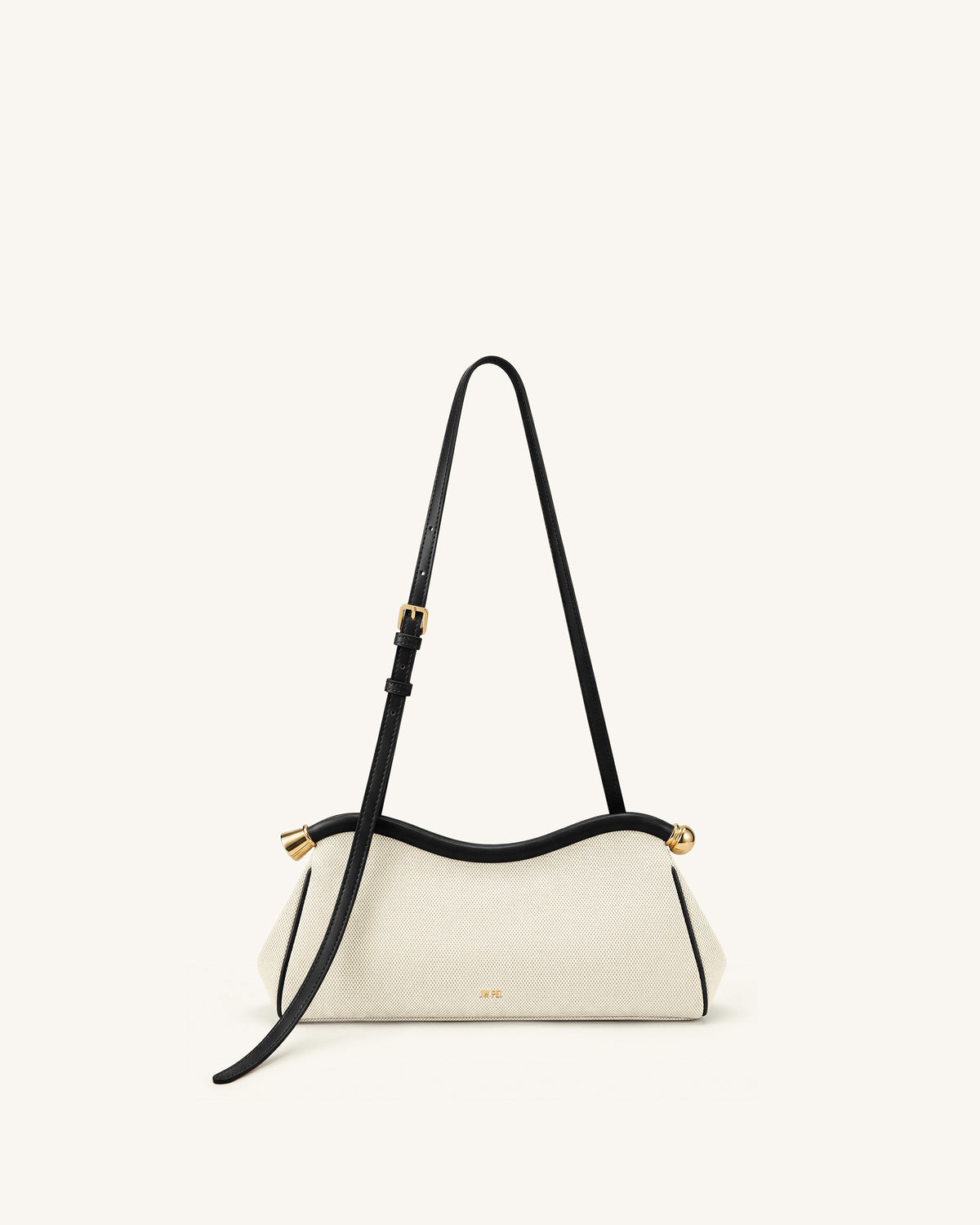Naomi Curved Shoulder Bag - Black Canvas - view 1