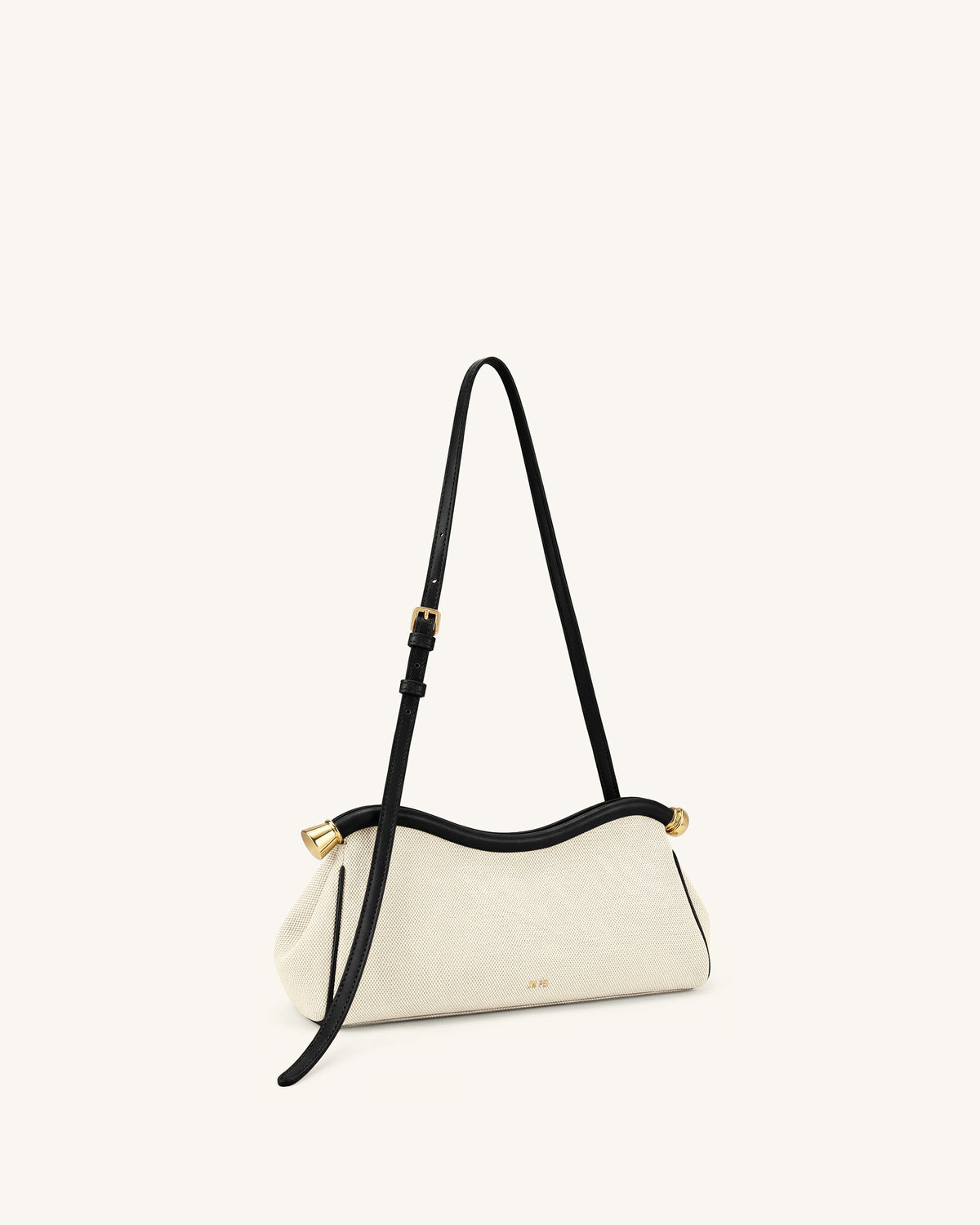 Naomi Curved Shoulder Bag - Black Canvas - view 3