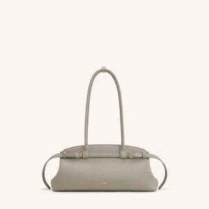 Arden Pebbled Belt Detail East-West Shoulder Bag - Taupe - view 1