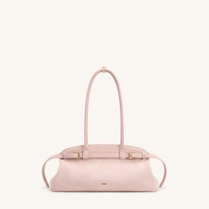 Arden Faux Suede Belt Detail East-West Shoulder Bag - Pink - view 1