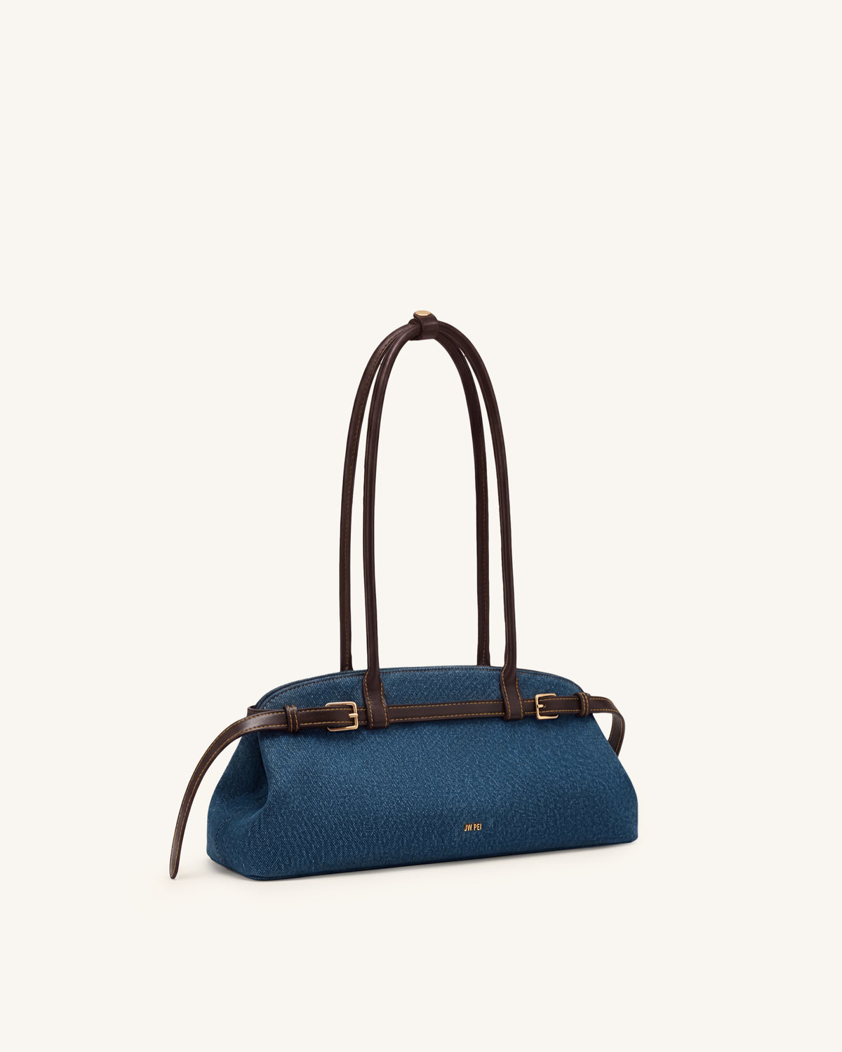 Arden Belt Detail East-West Shoulder Bag - Blue Denim - view 2