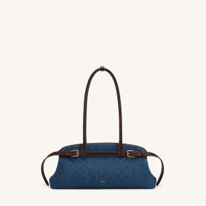 Arden Belt Detail East-West Shoulder Bag - Blue Denim - view 1