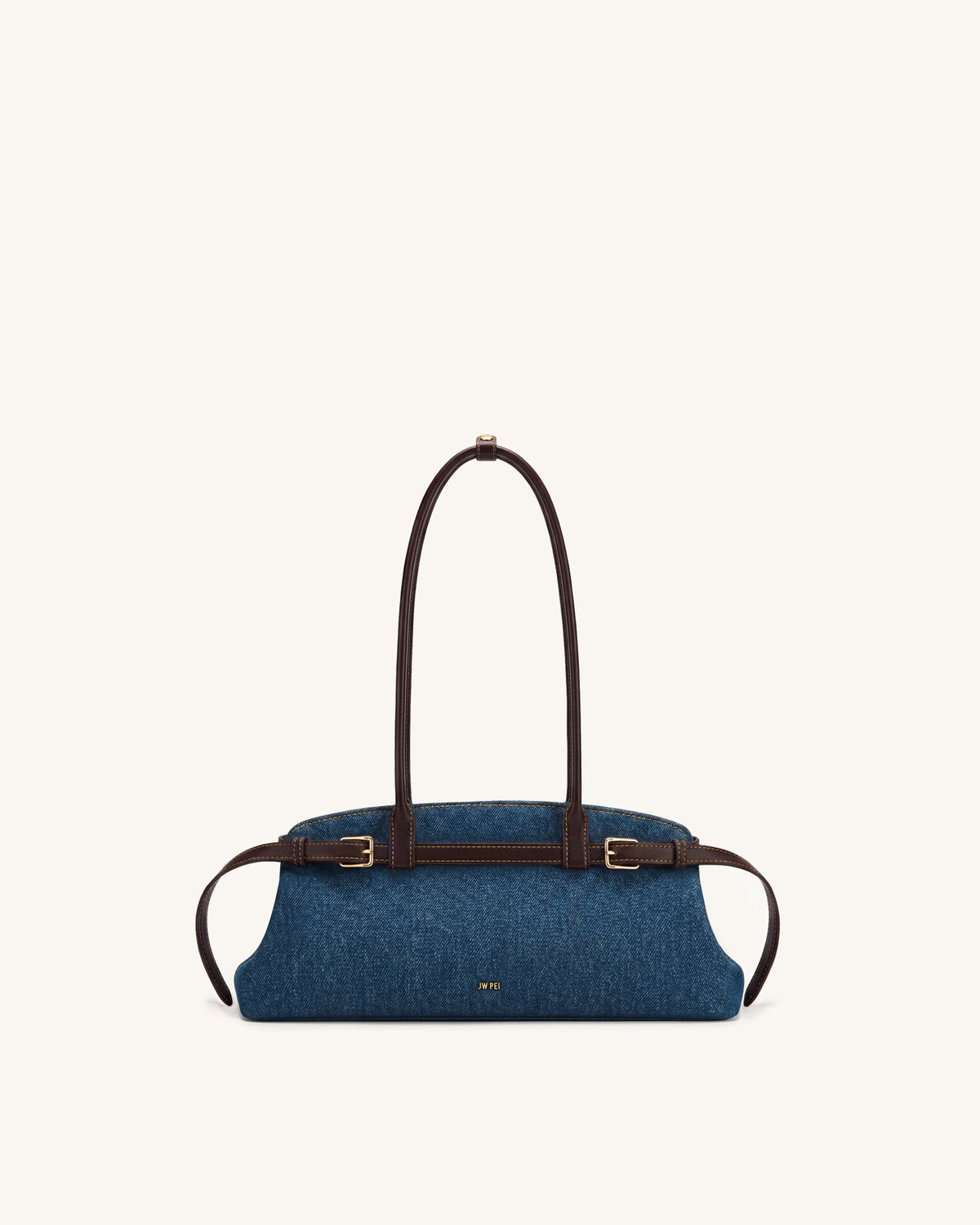 Arden Belt Detail East-West Shoulder Bag - Blue Denim - view 1