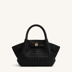 Hana Mini Weave Tote Bag - Black - view 1