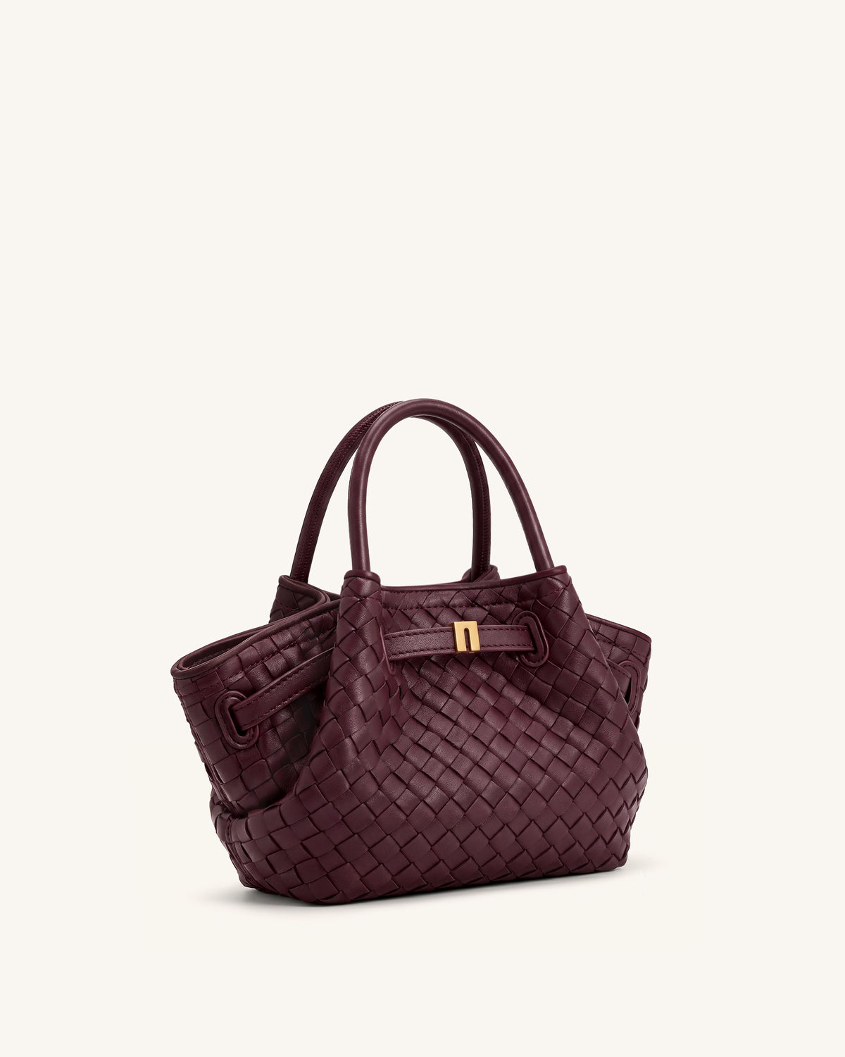 Hana Mini Woven Tote Bag - Dark Burgundy - view 2