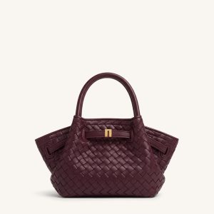 Hana Mini Woven Tote Bag - Dark Burgundy - view 1