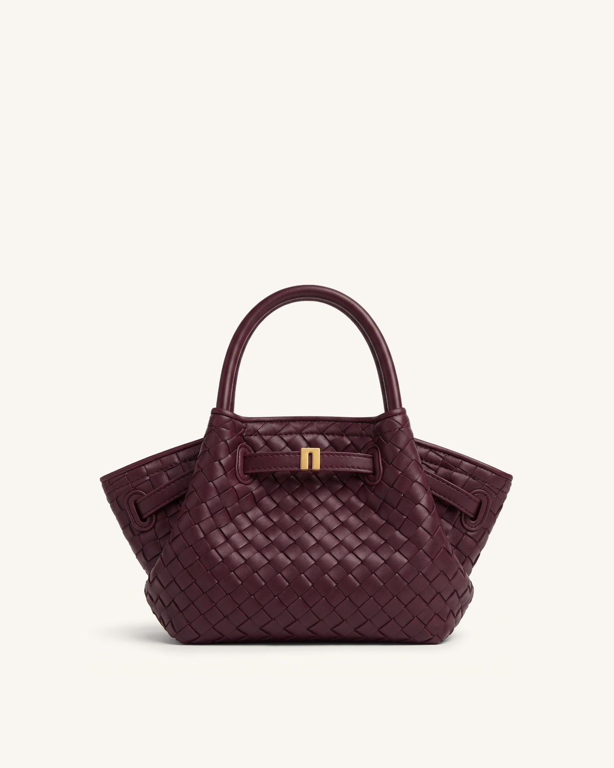 Hana Mini Woven Tote Bag - Dark Burgundy - view 1