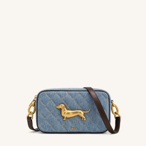 Riley Dachshund Quilted Shoulder Bag - Light Blue Denim - view 1