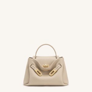 Rhea Small Pebbled Double Buckle Shoulder Bag - Sand - view 1