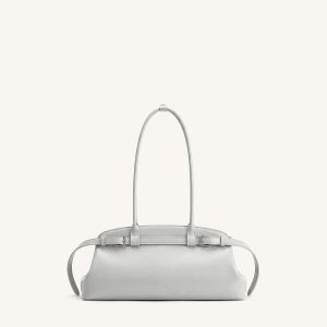 Arden Belt Detail East-West Shoulder Bag - Light Grey - view 1