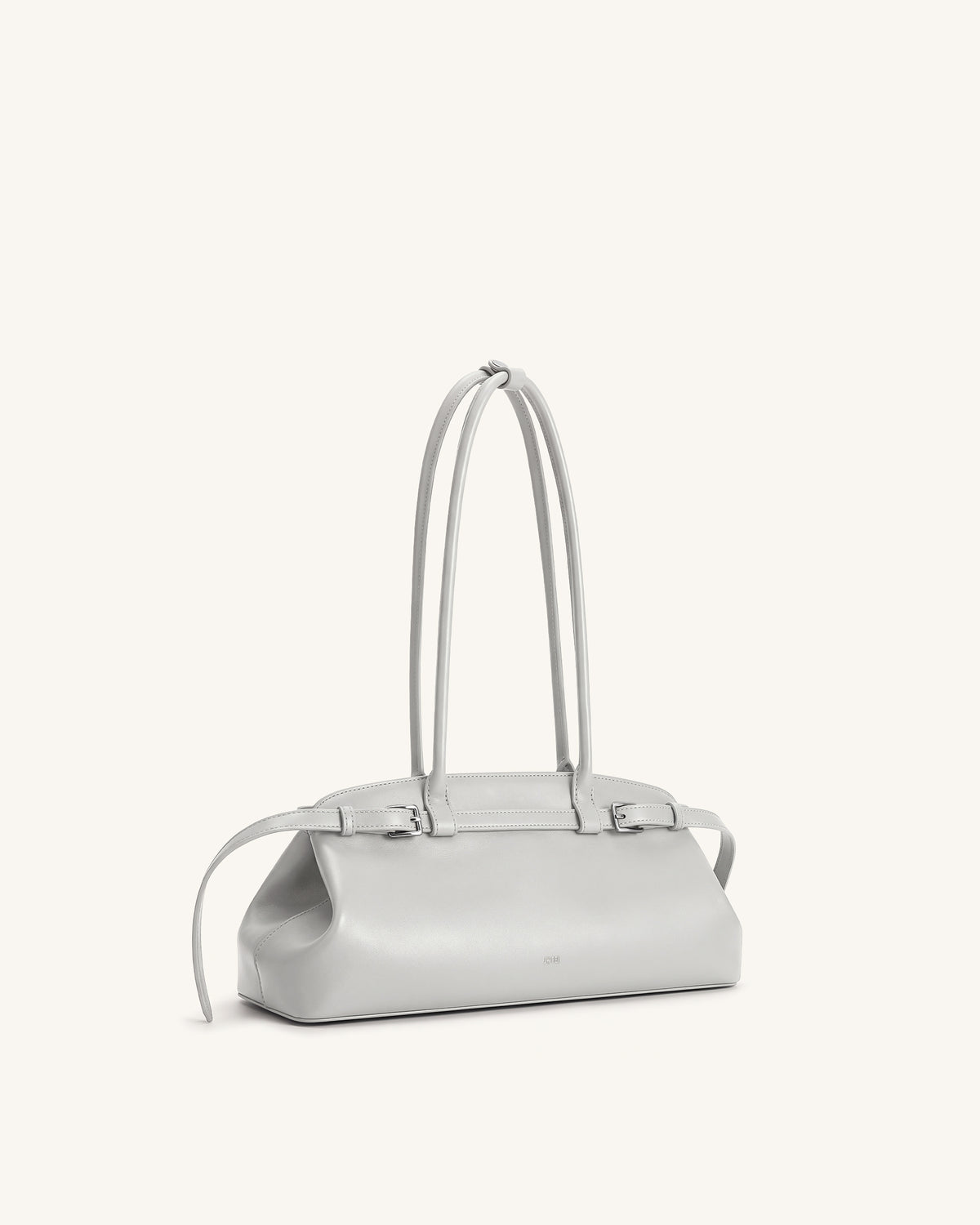 Arden Belt Detail East-West Shoulder Bag - Light Grey - view 2