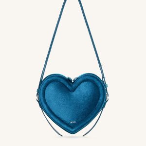 Arlene Velvet Heart Shaped Bag - Blue - view 1